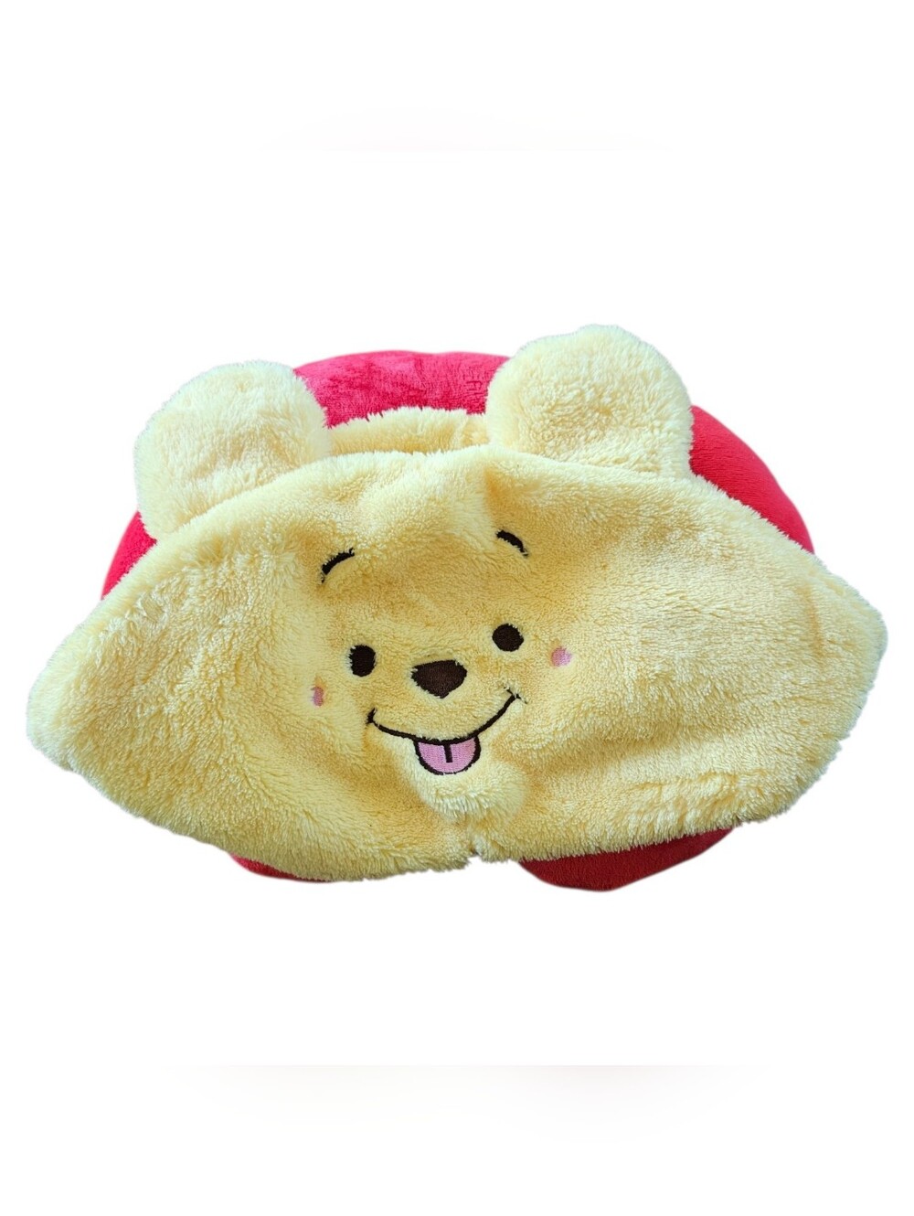 Plush Hooded Neck Pillow - Yellow Winnie The Pooh Hood with Red Cushion